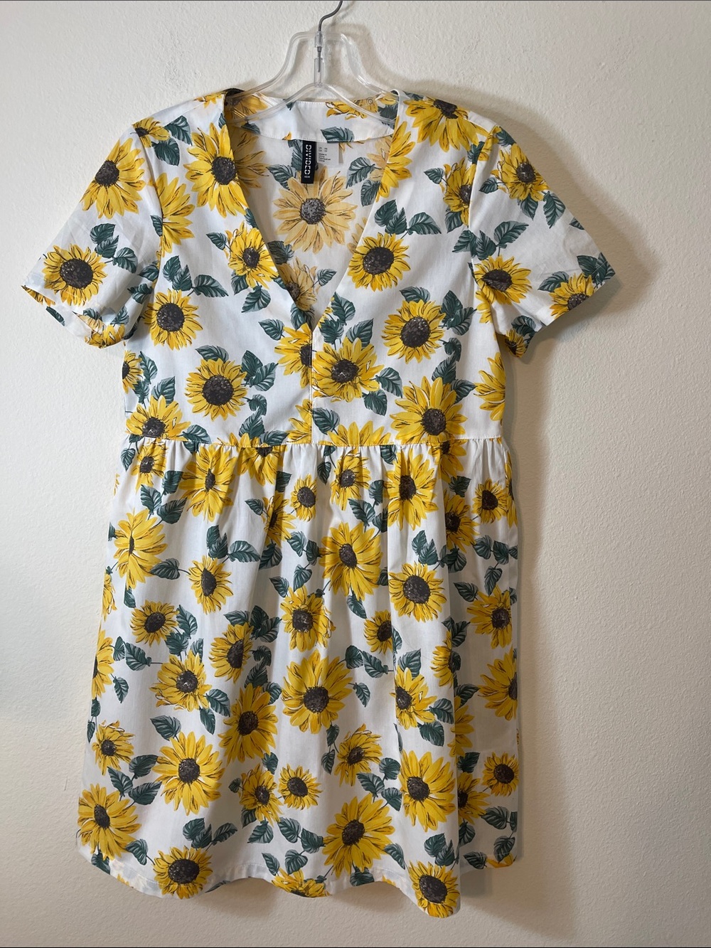 NWOT H&M Mini Cotton Short-Sleeve Sunflower Print Dress - Picture 10 of 14